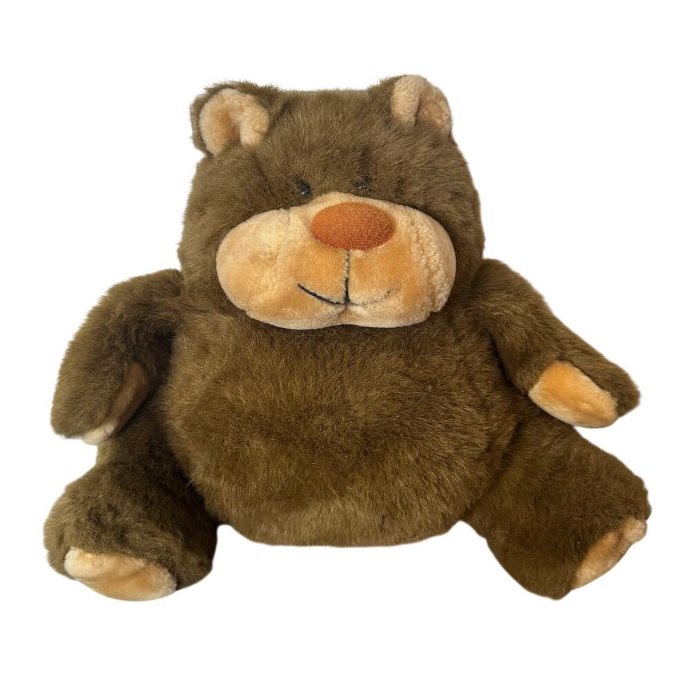 Vintage Chubby Teddy Bear Plush Ebert Stuffed Animal Brown 1983 Retro